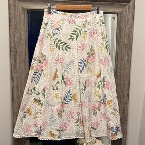 Lulu's Floral Embroidered Midi Skirt